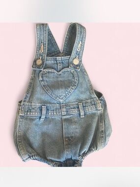 Old Navy Blue Denim Heart Pocket Overalls